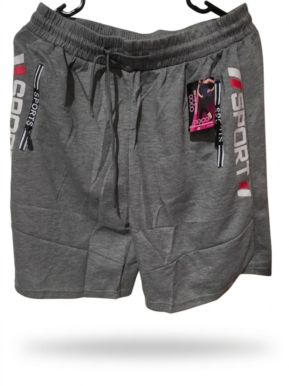 Men's Gray Athletic Drawstring Shorts with SPORT Accent